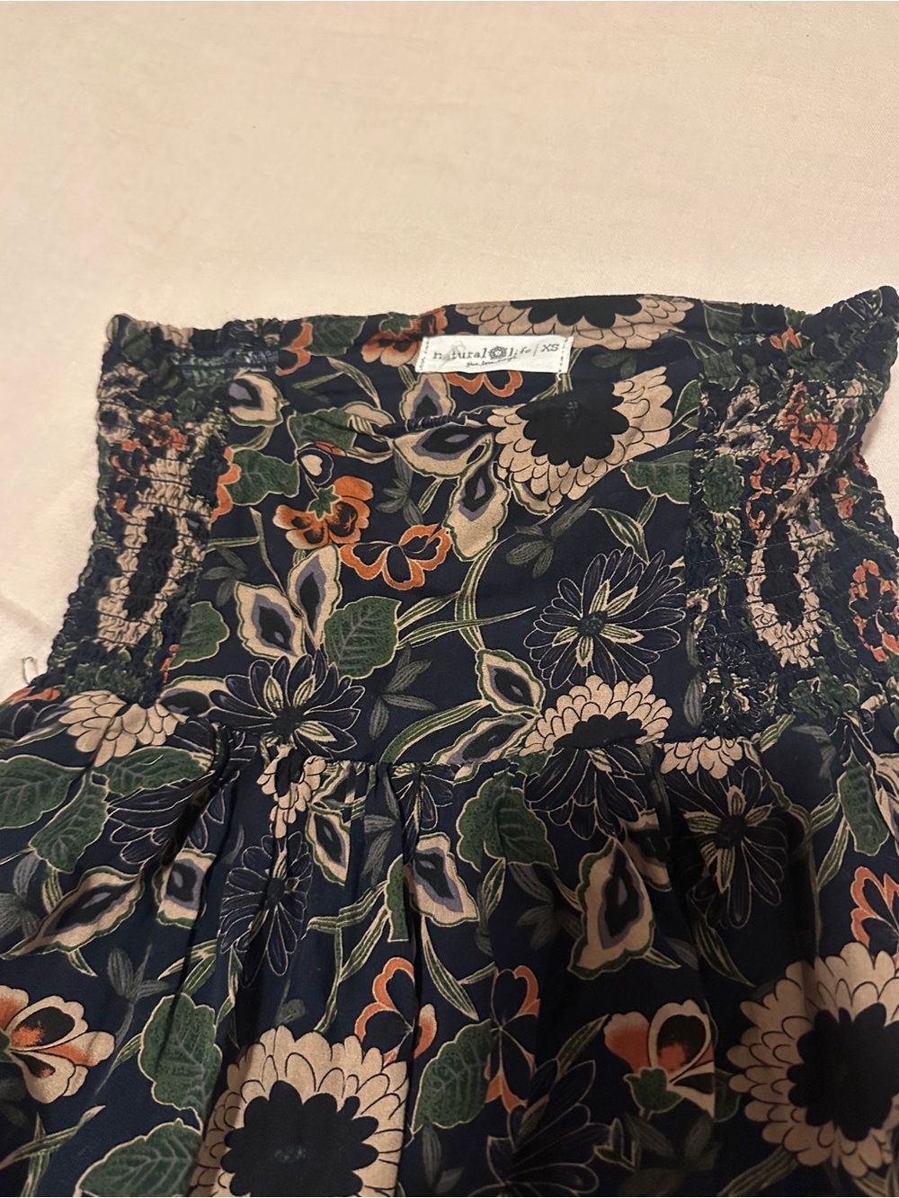 Navy Floral Print Skirt